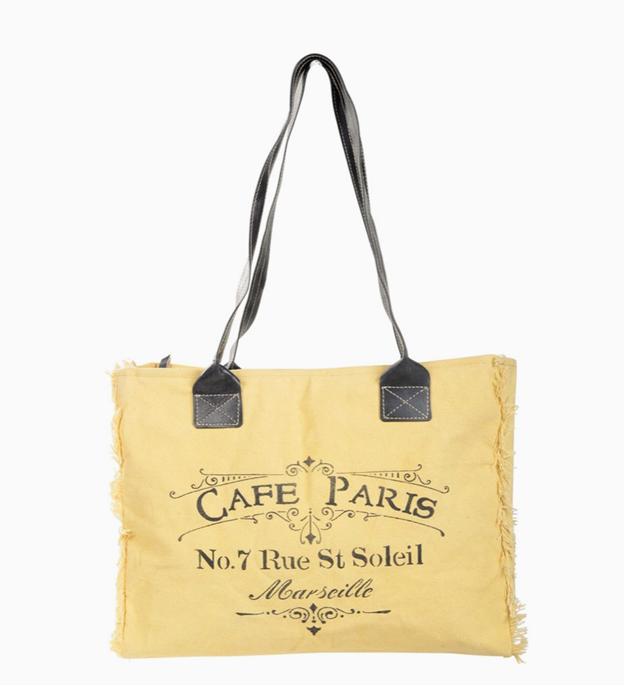 Cafe Paris Canvas Yellow Tote