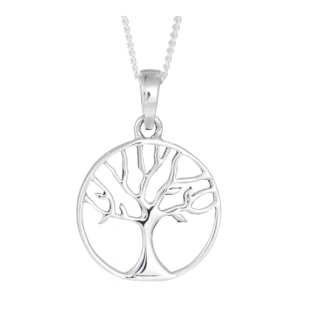 Toucan - Sterling Silver Small Round Tree Of life Necklace