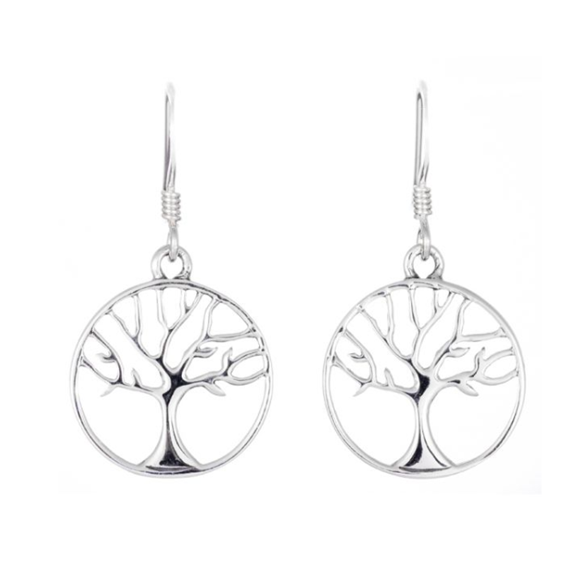 Toucan - Sterling Silver Round Tree Of Life Drop Earrings