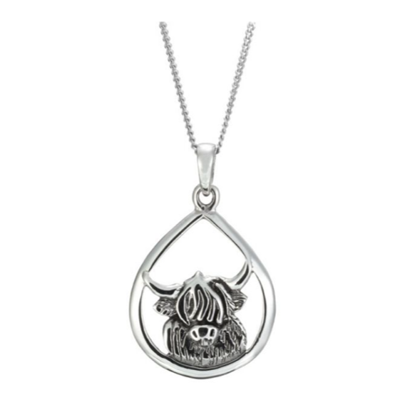 Sterling Silver Highland Cow Necklace