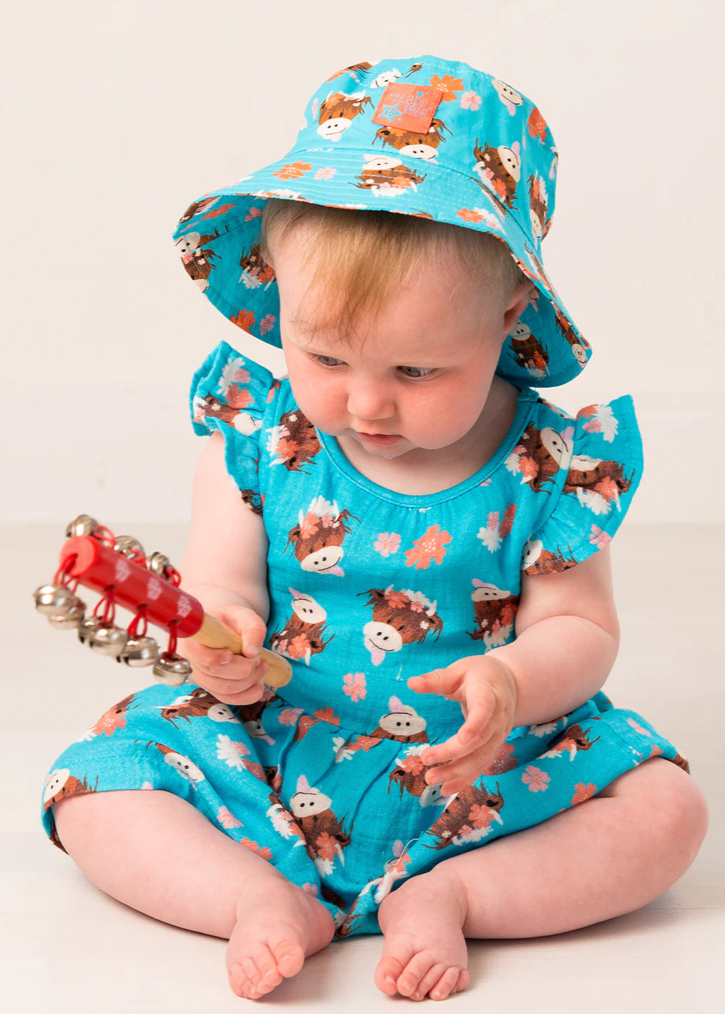 Bonnie Highland Cow Blue Hat
