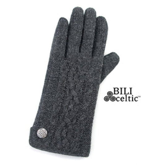 Celtic Cable Knit Gloves with Celtic Button
