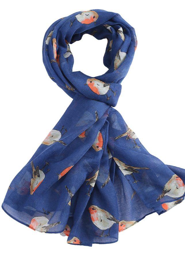 Erin Watercolor scarf Robin