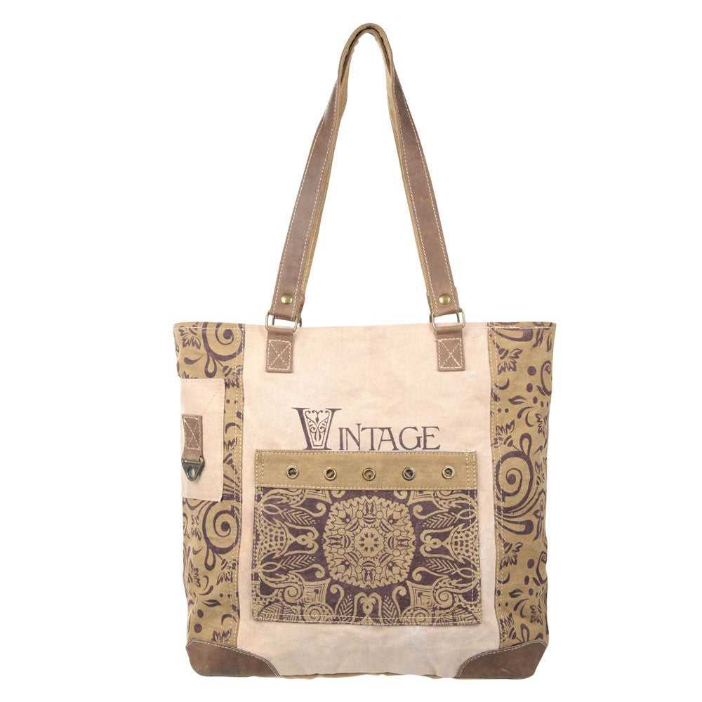 VIintage Flower Front Pocket Tote