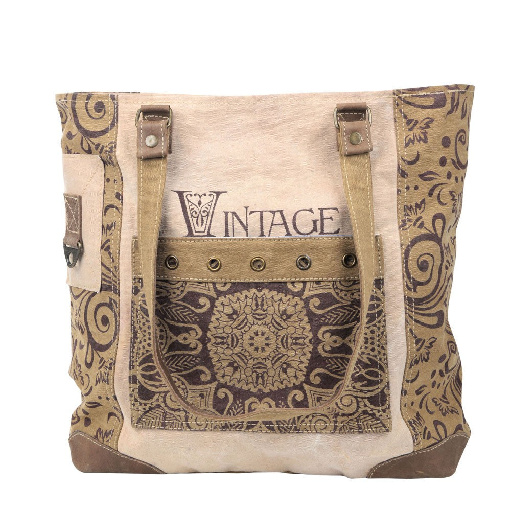 VIintage Flower Front Pocket Tote