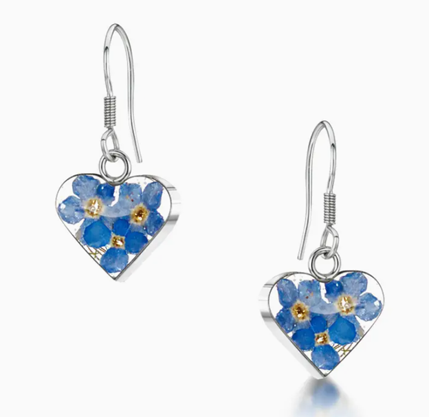 Forget-Me-Not Earrings Drop Heart