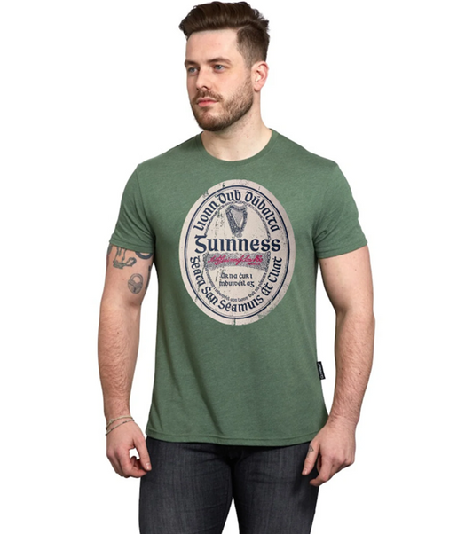 Guinness Green Distressed Label Tee