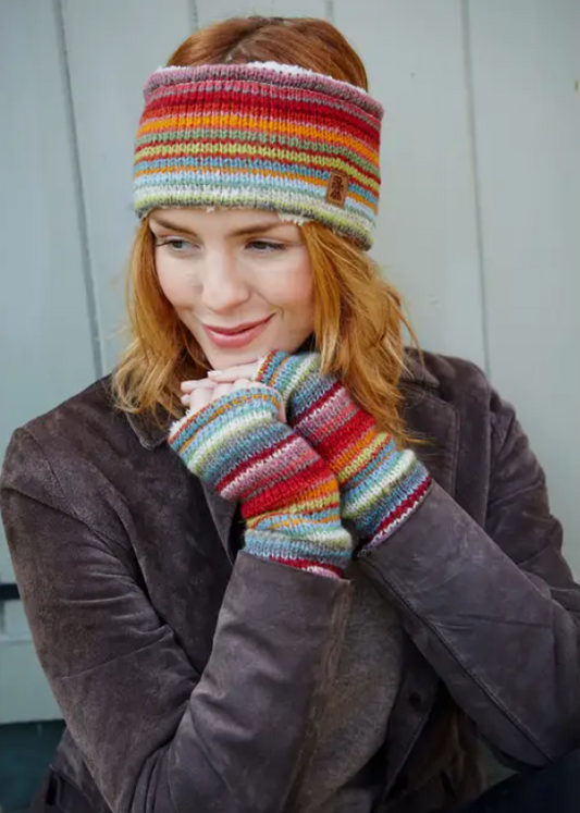 striped wool headband sherpa fleece lined