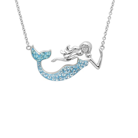 Blue Mermaid Necklace with Aqua Crystals