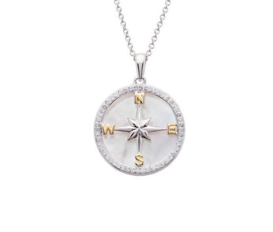Sterling Silver Swarovski MOP Compass Pendant
