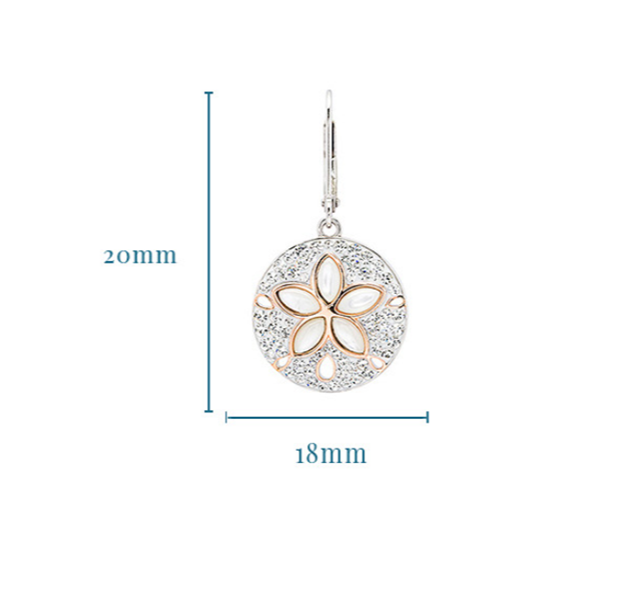 Sterling Silver White Crystal sand Dollar Earrings