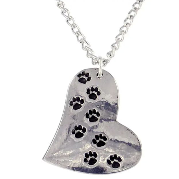 St Justin - Paw print heart pendant