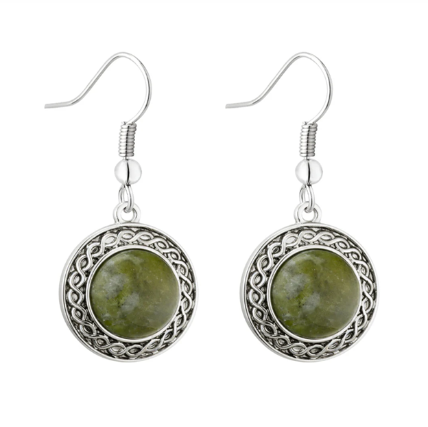 Connemara Marble Celtic Drop Earrings