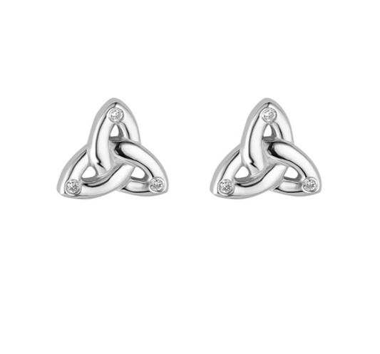 Cz Trinity Knot Stud Earrings