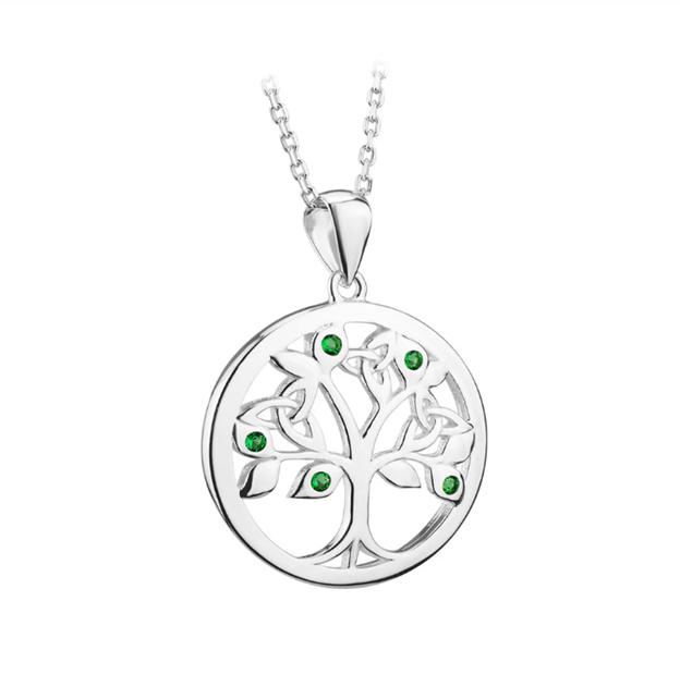 Silver Crystal Tree Of Life Pendant