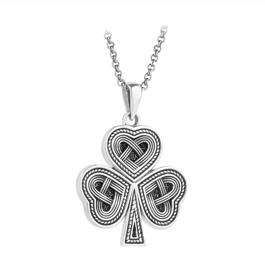 Silver Oxidised Celtic Shamrock Necklace