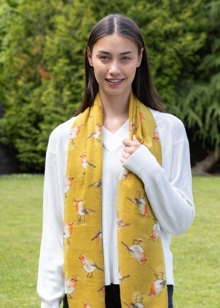Erin Watercolor scarf Robin