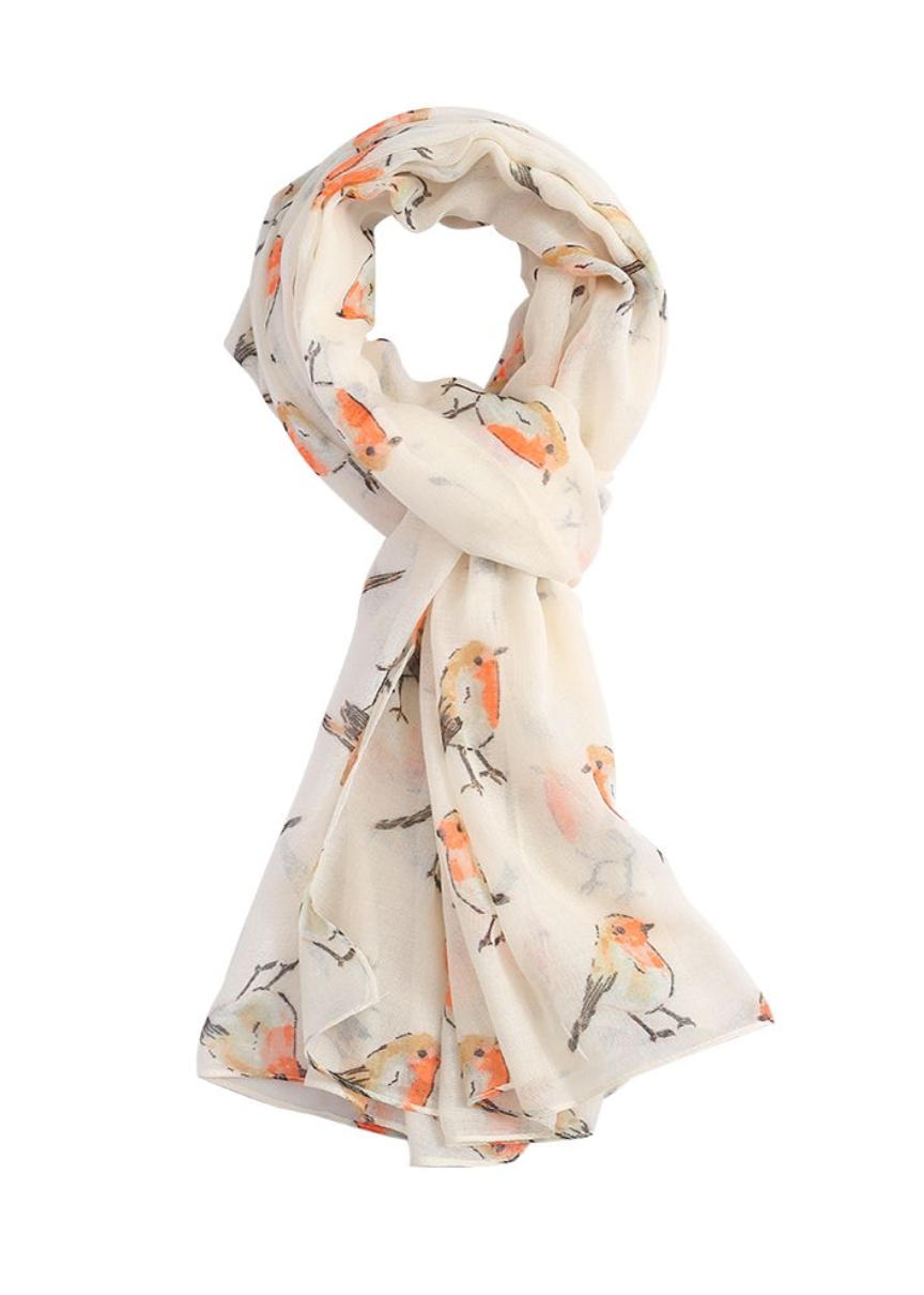 Erin Watercolor scarf Robin