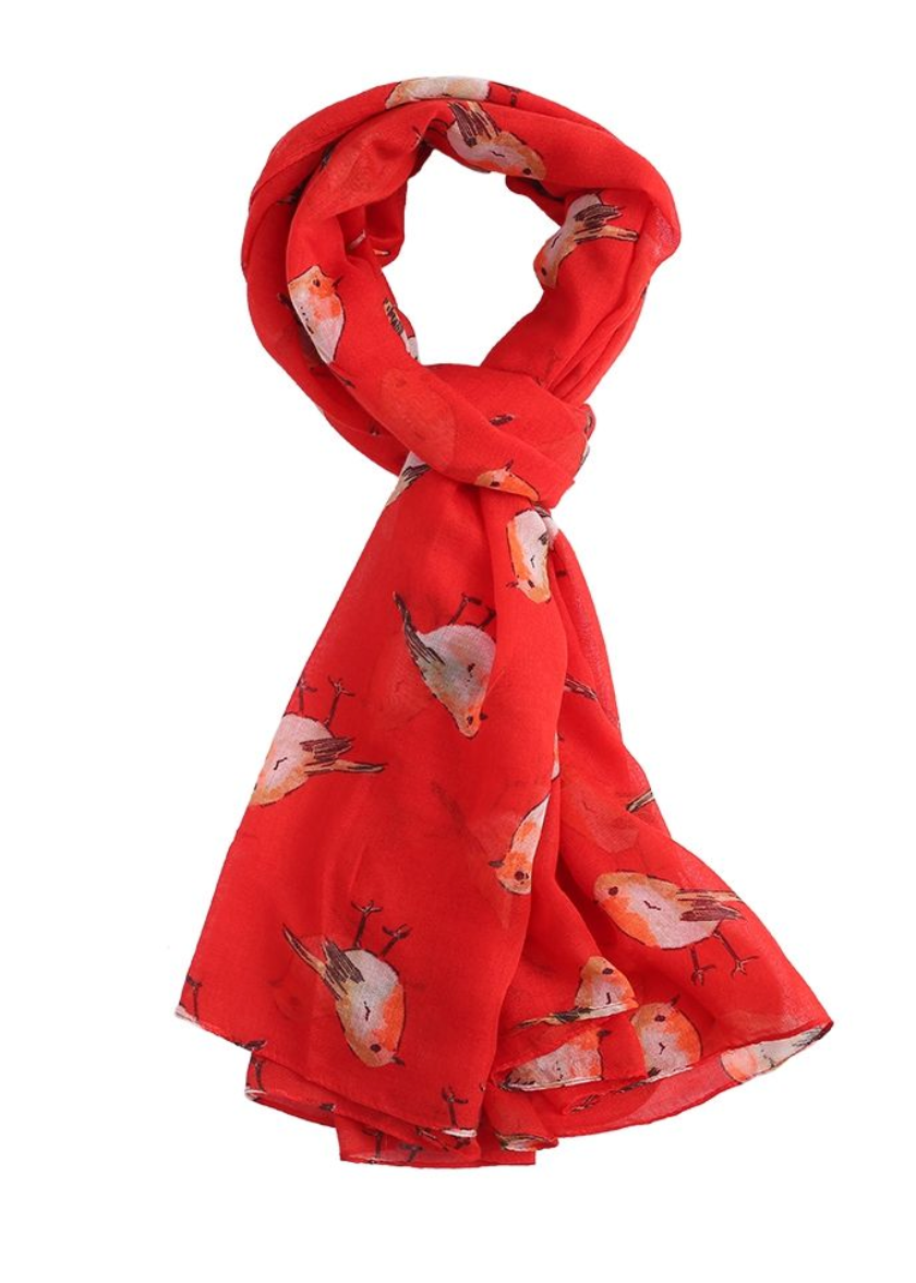 Erin Watercolor scarf Robin