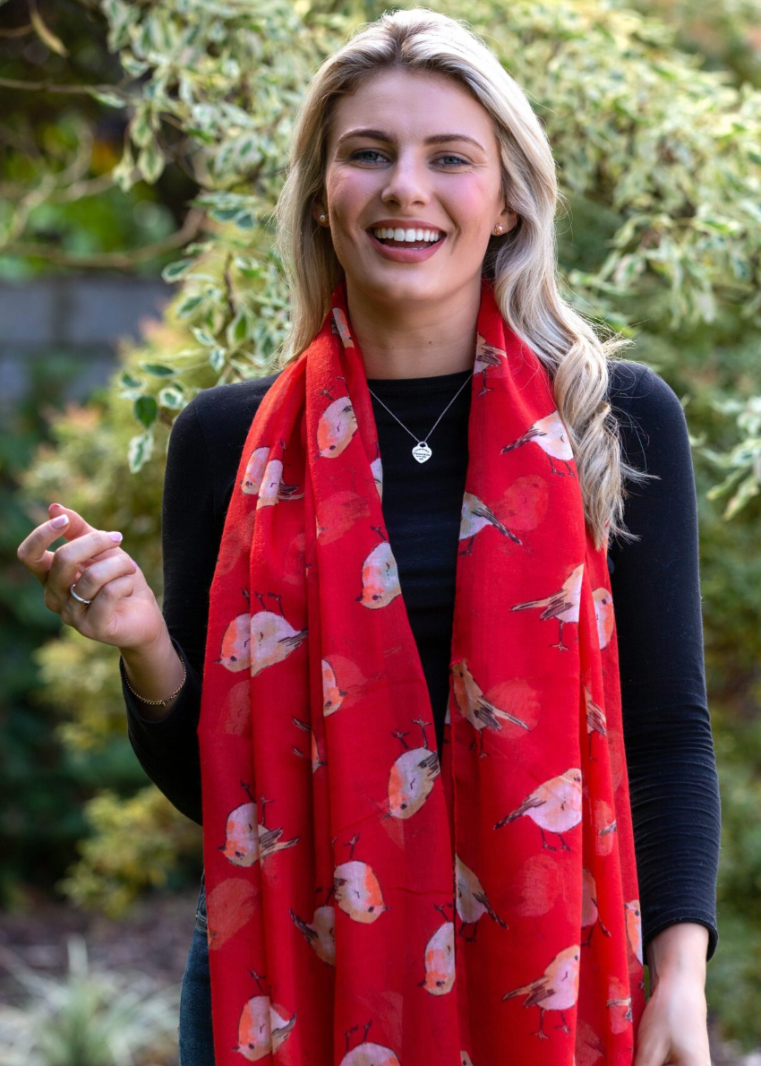 Erin Watercolor scarf Robin