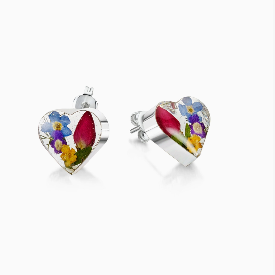 Mixed Flower Earrings Stud Heart