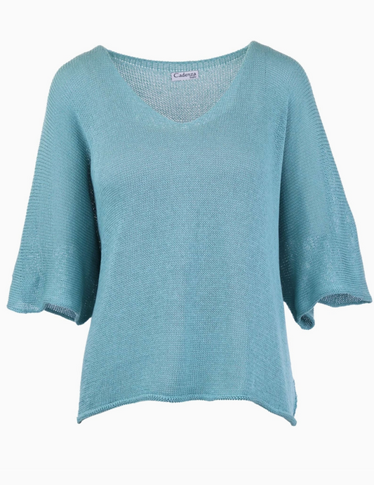 Cotton Blend V Neck Tunic Top