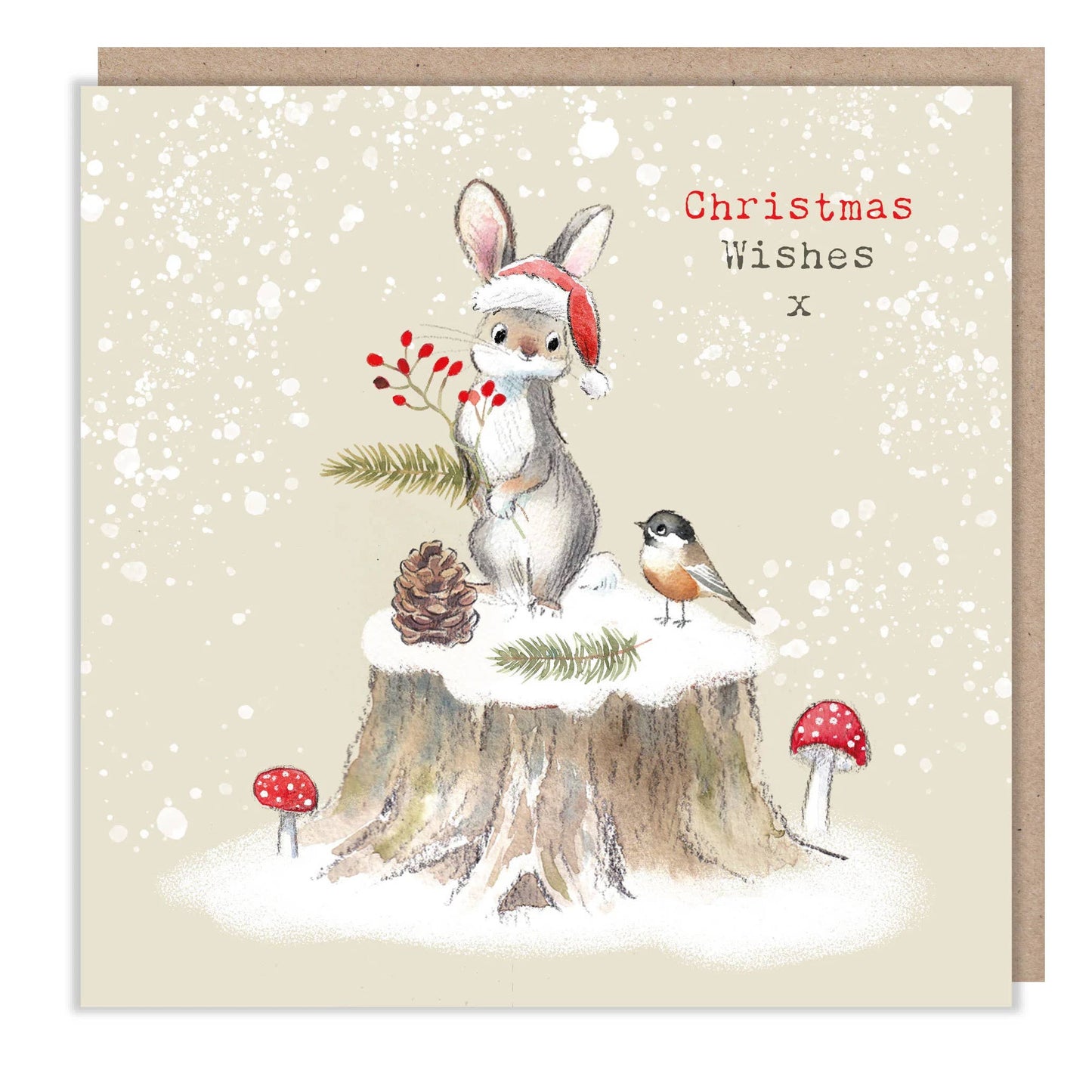 Christmas Card - Christmas Wishes - Rabbit And Bird