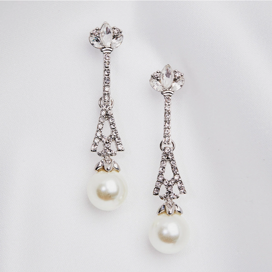 Eiffel Tower Pearl & Crystal Drop Earrings