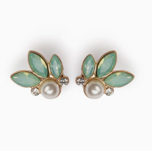 Leaf & Pearl Earring Pacific Opal