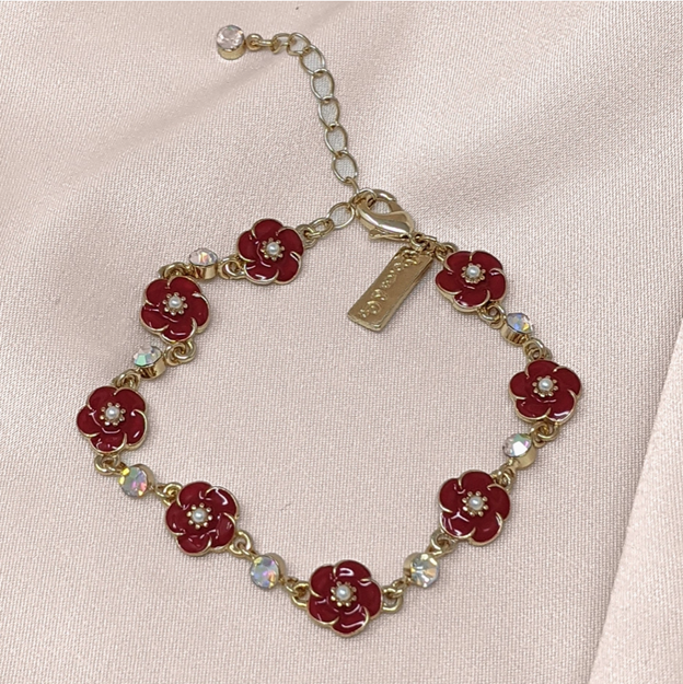 Small Rose Bracelet Red