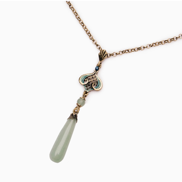 Aventurine Natural Stone Green Drop Necklace