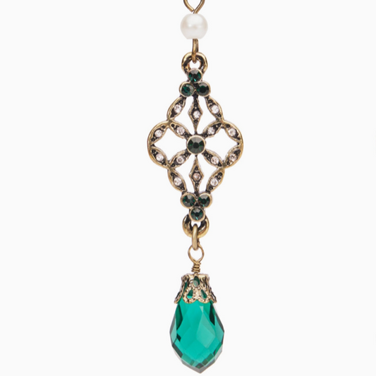 Antique Victorian Style Filgree Earring Emerald