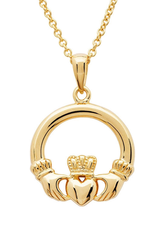 14K Gold Vermeil Claddagh Necklace