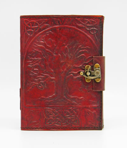 Tree of Life Leather Embossed Journal with metal lock