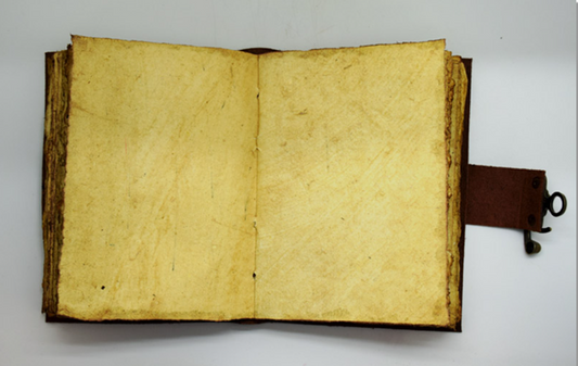 Leather Journal with Aged Looking Handmade Parchment Paper