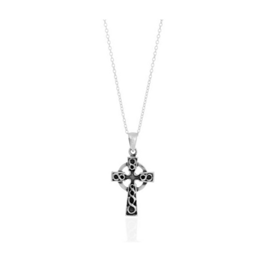 Toucan - Sterling Silver Celtic Cross Charm Necklace