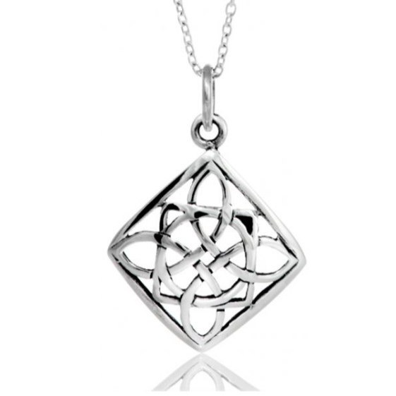 Sterling Silver Celtic Weave Diamond Pendant Necklace