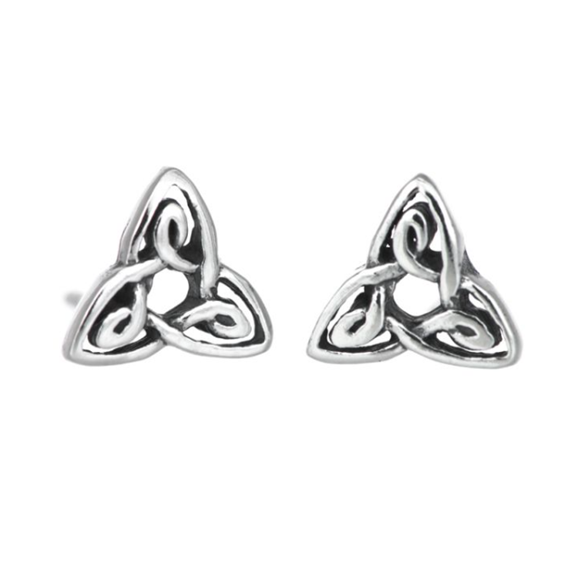 Toucan - Sterling Silver Triquetra Trinity Knot Celtic Stud Earrings