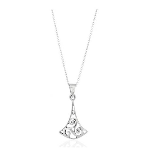 Toucan - Sterling Silver Celtic Triskele Drop Pendent Necklace