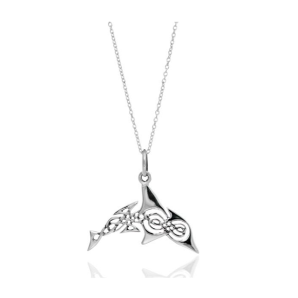 Toucan - Sterling Silver Celtic Weave Dolphin Charm Necklace