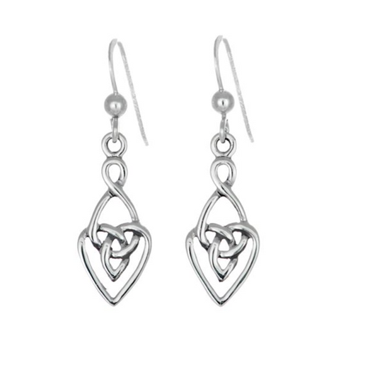 Toucan - Sterling Silver Celtic Triquetra Knot Drop Earrings