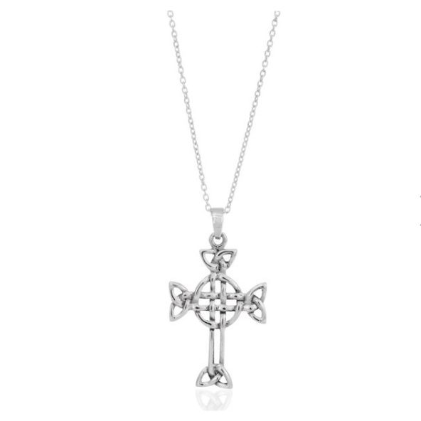 Toucan - Sterling Silver Celtic Weave Eternal Cross Charm Necklace