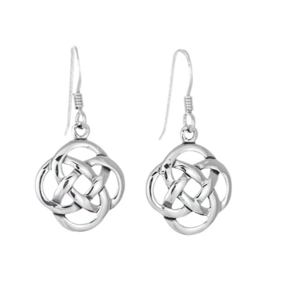 Toucan - Sterling Silver Round Open Celtic Knot Dangle Drop Earrings