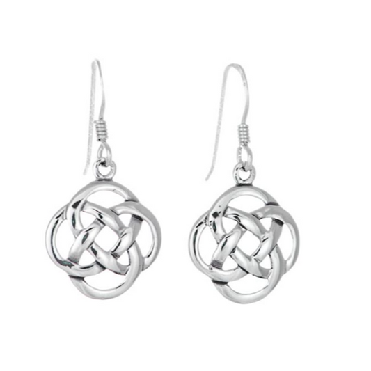 Toucan - Sterling Silver Round Open Celtic Knot Dangle Drop Earrings