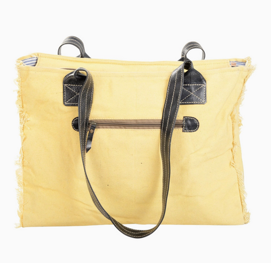 Cafe Paris Canvas Yellow Tote