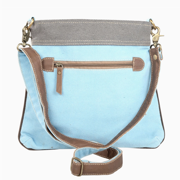 Columbias Light Blue 2 Zipper Shoulder Bag