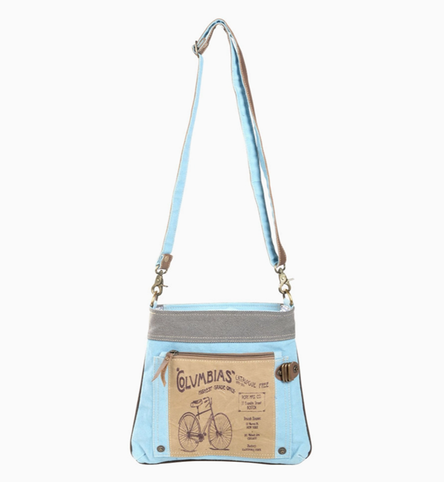 Columbias Light Blue 2 Zipper Shoulder Bag