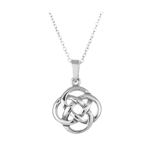 Toucan - Sterling Silver Round Celtic Knot Pendant Necklace