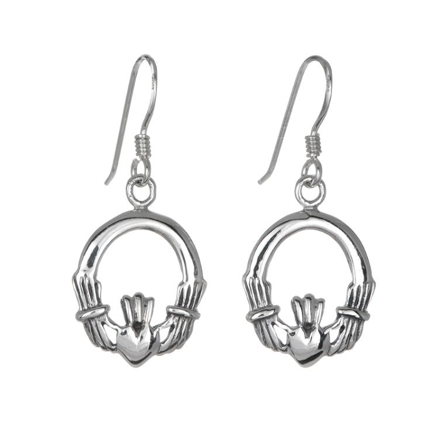 Toucan - Sterling Silver Celtic Claddagh Drop Earrings