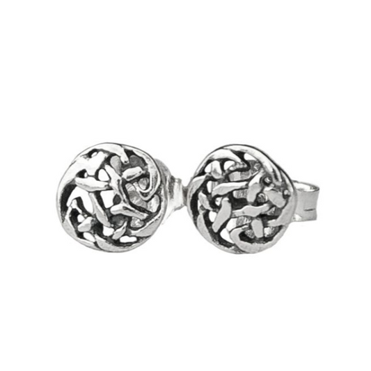 Toucan - Sterling Silver Round Celtic Knot Stud Earrings